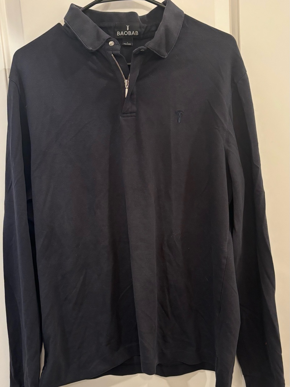 Baobab Collection Men’s Long-Sleeve Polo in Navy Blue